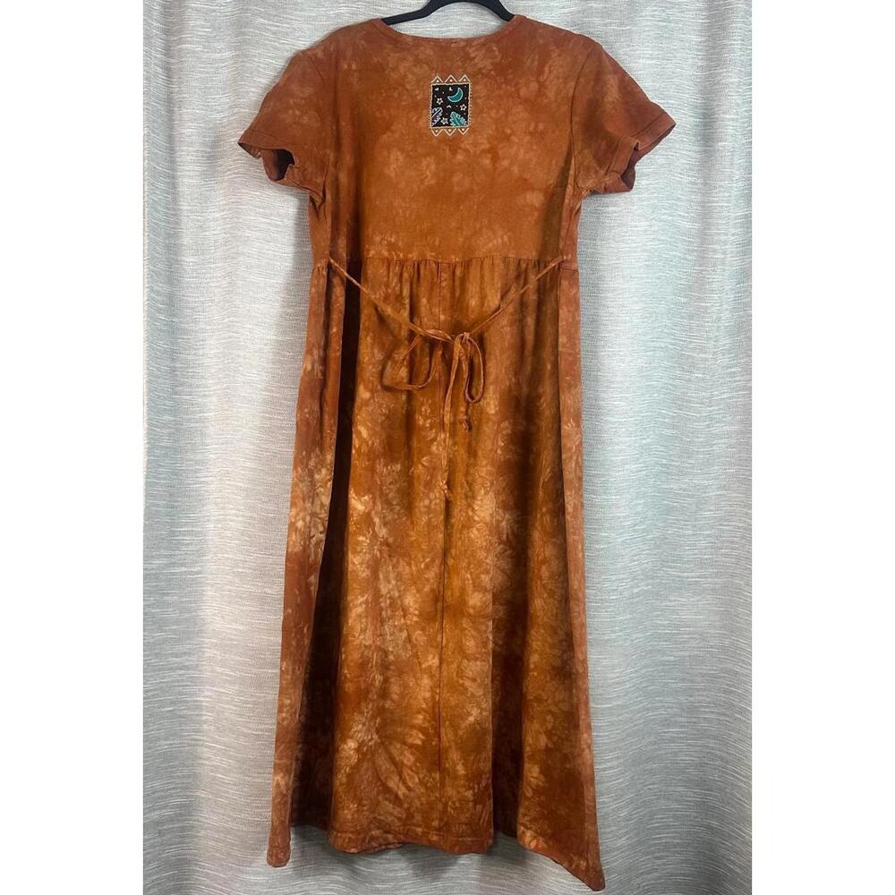 Vintage Cactus Bay Maxi Tie-Dye rust color Dress with Giraffe Print Size M - Picture 2 of 5
